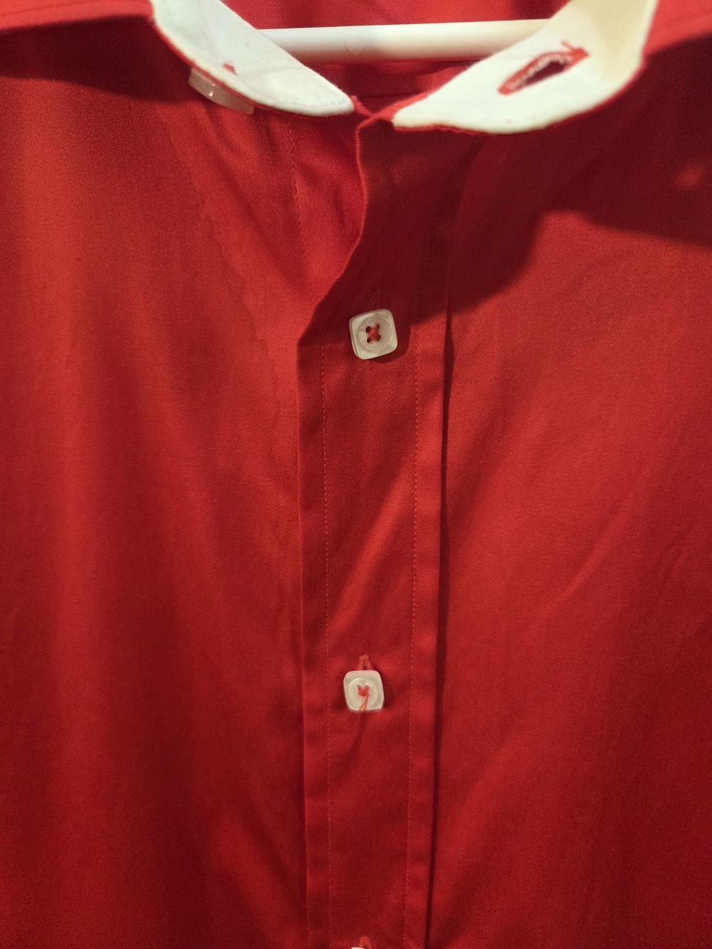 Men's Red Dress Shirt with Contrast Collar - Picture 3 of 8